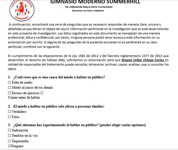 Evidencia de la encuesta inicial